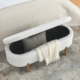 Ottoman Oval Storage Bench,Rubber Wood Leg  46x17.7x10.8