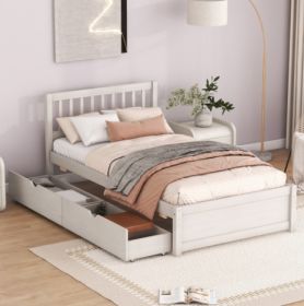 Modern Design Wooden Twin Size Platform Bed With 2 Drawers