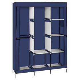 71in Portable Closet Wardrobe Clothes Rack Storage Organizer with Shelf Navy
