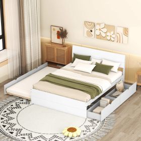 Modern Full Bed Frame With Twin Size Trundle And 2 Drawers For White High Gloss And Washed