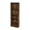 5-Shelf Bookcase in Medium Brown Wood Finish