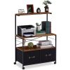 Industrial Metal Wood Printer Stand File Cabinet with Fabric Drawers