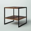 Brown Wood Top Nightstand End Table with Shelf