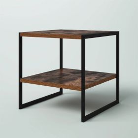 Brown Wood Top Nightstand End Table with Shelf