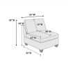 Living Room Furniture Armless Chair Grey Linen Like Fabric 1pc Cushion Armless Chair Wooden Legs