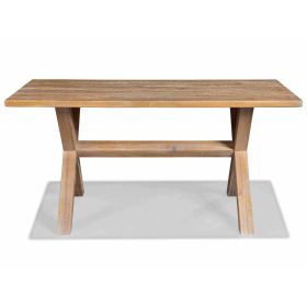 Modern Farmhouse Solid Pine Wood Dining Table in Distressed Driftwood Finish