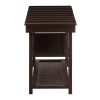 Espresso Brown Wood 2-Shelf Shoe Rack Storage Bench For Entryway or Closet