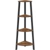 Narrow 3-Shelf Corner Shelving Unit Plant Stand Bookcase in Brown Black Wood