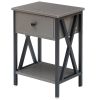 Drawer Nightstand in Grey and Black Wood Finish