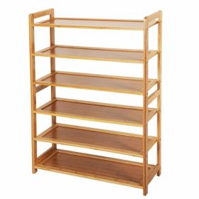 Solid Wood 6-Shelf Shoe Rack