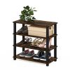 Stackable 4-Shelf Black Brown Wood Shoe Rack