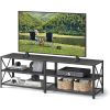 Industrial Black Metal Wood TV Stand Entertainment Center for TV up to 70-inch