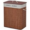 HOMCOM Bamboo Laundry Hamper with 2 Removable Bags, Washing Basket with Lid and String Handles, 26.4-Gals, Brown