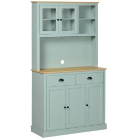 HOMCOM 71" Freestanding Kitchen Pantry Modern Storage Cabinet Microwave Stand with Drawers Glass Doors Adjustable Shelves Home Solutions