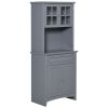 HOMCOM Freestanding Kitchen Buffet with Hutch, Cupboard with Doors, Shelves, Drawer, Microwave Space, Gray