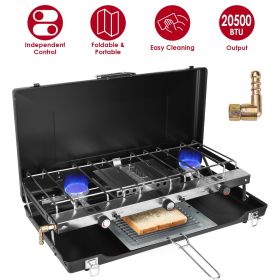 3-Burner 20,000 BTU Portable Propane Camping Stove