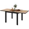 Outsunny 35.5"-71" Expandable Outdoor Dining Table for 4-6 Person, Aluminum Patio Table with Slatted Wood Grain Top, Natural