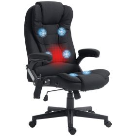 Black Linen Massage Office Chair – High Back Recliner with Heat, Vibration, Remote Control & Padded Armrests