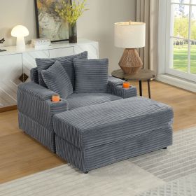 Sofa with 2 toss pillows and a ottoman