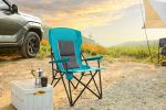 High Back Heavy Duty Lawn Chair Support 250LBS, Portable Collapsible Chair with Cup Holder -Blue
