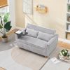 The pull-out and push-in gray corduroy sofa