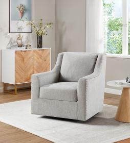 60°Swivel Accent Chair, Lounge Sofa with Nail Trim, Living Room Chairs,Bedroom Chair, Vanity Chair, Nursery Glider, Swivel Barrel Chair
