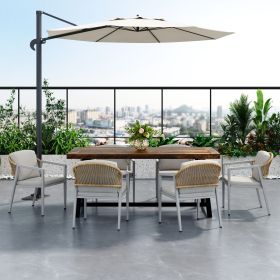 Outdoor Dining Set,Dining Chair Set of 6(Gray)+Acacia Wood Dining Table