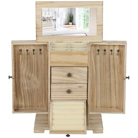 HOMCOM 4-Tier Wooden Jewelry Box for Women, Jewelry Organizer with Mirror and 2 Drawers for Rings Earrings Necklaces, Brown
