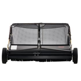 VEVOR 42 Inch Lawn Sweeper Tow Behind, 12 cu.ft. Large Pull Behind Grass Sweeper, Heavy Duty Leaf & Grass Collector with Dumping Rope Design