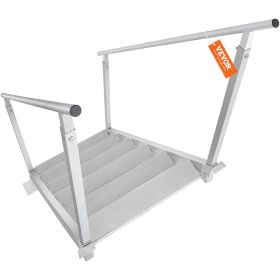 VEVOR Dock Ladder, Adjustable Height, 500 lbs Load Capacity, Aluminum Alloy Steps Pontoon Boat Ladder with Dual Handrails & Nonslip Rubber Mat