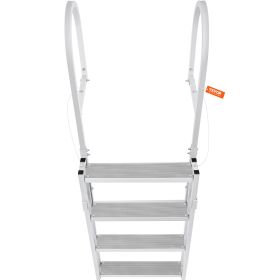 VEVOR Dock Ladder, Retractable 5 Steps, 350 lbs Load Capacity, Aluminum Alloy Pontoon Boat Ladder with 66.9''-78.9'' Adjustable Height