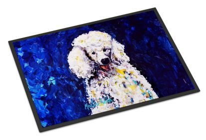 Louie White Poodle Doormat Front Door Mat Indoor Outdoor Rugs for Entryway, Non Slip Washable Low Pile, 24H X 36W
