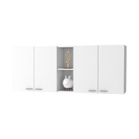 Winslow 150" Wall Cabinet, Four Doors, Two Divisions, Two Shelves