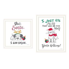 Trendy Decor 4U 2- Piece Vignette Dear Santa, I Can Explain White Framed Wall Art for Living Room, Bedroom Wall Art Print for Home Decor by Deb S