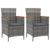 Patio Dining Chairs 2 pcs Poly Rattan Gray