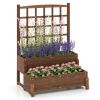2-Tier Raised Garden Bed with Trellis – Wooden Planter Box with Drainage Holes for Climbing Plants & Vegetables