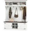 3-in-1 Hall Tree with Shoe Storage, White Wood Grain