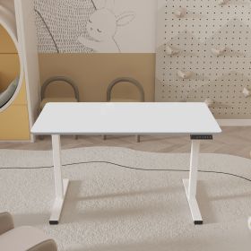 Electric Standing Desk Adjustable Height Desk Home Office Computer Workstation Sit Stand up Desk, 48 x 24 inches, (white frame + white top)