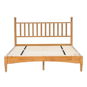 Queen Wood Bed Frame with Headboard, Solid Rubber Wood with Wood Central Supports, 1000 Lb Capacity, Easy Assembly, No Box Spring Needed, Rustic