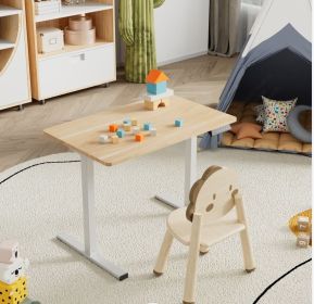 Electric Standing Desk Whole Piece Adjustable Height Desk Home Office Computer Workstation Sit Stand up Desk (White Frame + Maple Top)