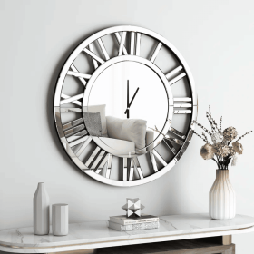 Mirrored Roman numerals decorative round wall clock