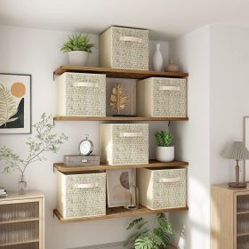 12 Inch Storage Cubes with Handle, Set of 6 Foldable Cube Storage Bins, Collapsible Fabric Storage Boxes for Organizing Closet Bins-Beige