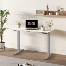 Electric Standing Desk Adjustable Height Desk Home Office Computer Workstation Sit Stand up Desk, 55 x 28 inches (grey frame + white top)