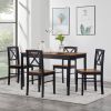 Eco-Friendly Solid Wood Dining Set - Sustainable Home & Restaurant Furniture with Black Metal Accents, Dark Brown