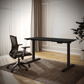 Electric Standing Desk Dual Motor Adjustable Height Desk Home Office Computer Workstation Sit Stand up Desk, 55 x 28 inches, (black frame + black