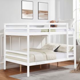 Full over Full Bunk Bed with Ladder,Wooden Bunk Bed with High Guardrail and Ladder for Kids, Teens, Dorm Rooms, and Guest Rooms,No Box Spring Nee