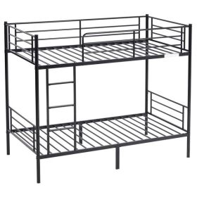 [Same model code: 67430277]Iron Bed Bunk Bed with Ladder for Kids Twin Size Black