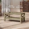 HOMCOM Coffee Table with Tempered Glass Tabletop, Living Room Table with Wood Frame and Underneath Storage Shelf, Gray