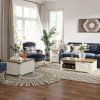 HOMCOM Farmhouse Coffee Table Drawer Storage Open Shelf White Oak for Modern Living Room