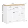 HOMCOM Modern Kitchen Sideboard Buffet Cabinet White Storage Island Dining Room Living Room Furniture